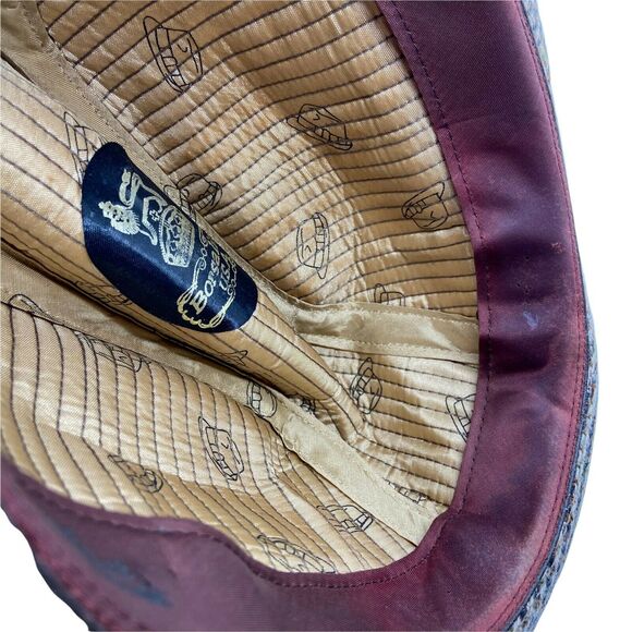 Vintage Borsalino Mens Brown Tweed Wide Brim Fitted Grandpa Fedora Hat Sz 7 3/8 - Picture 10 of 12